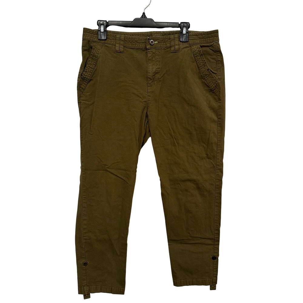 Orvis Womens Olive Green Ripstop Utility Roll Tab Pants Size 14 Stretch Hiking